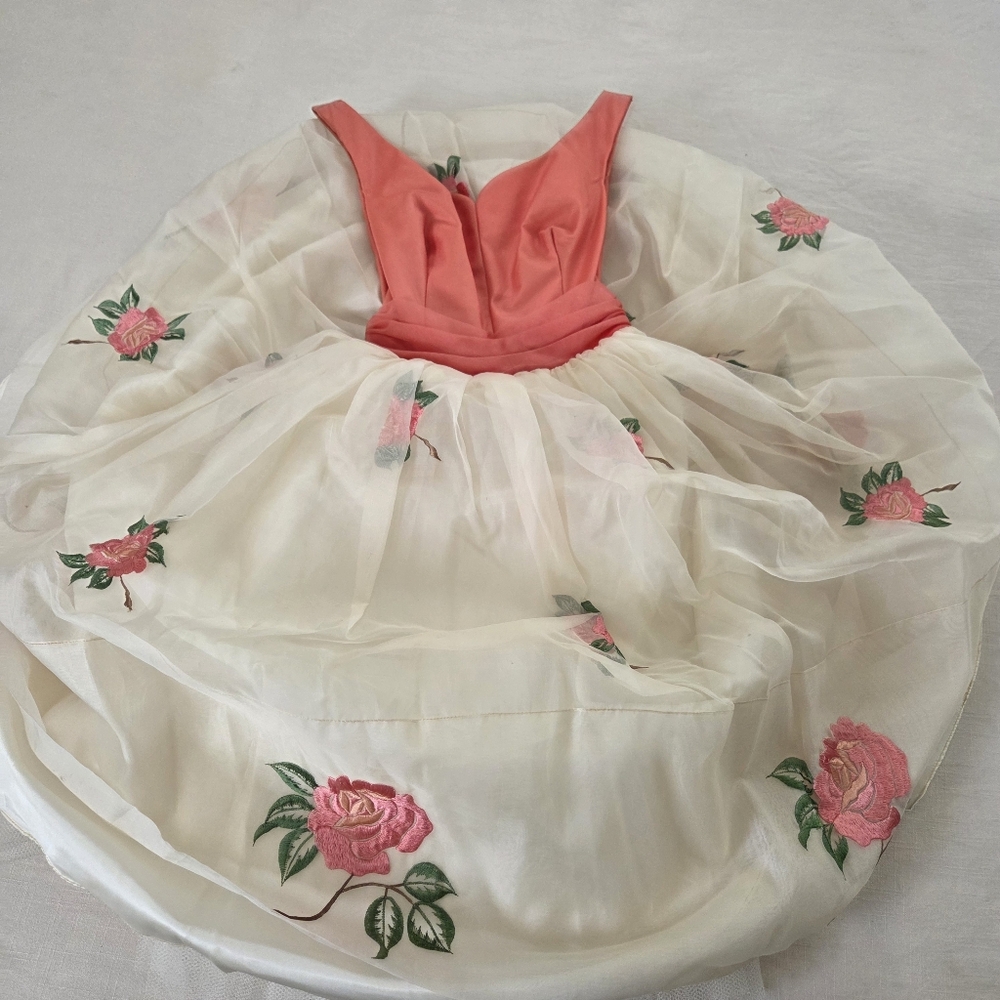 Vintage 50s/60s Floral Sheer Dress XXS? XS Womens - Picture 3 of 16